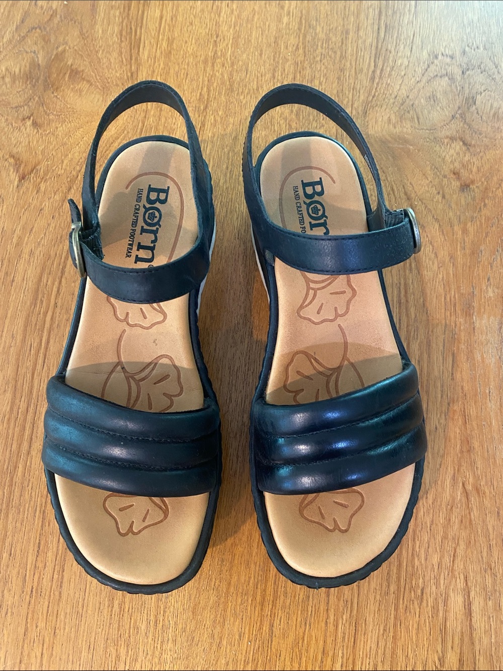 Born Black Leather Padded Slingback Sandals